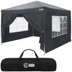 ECD Germany Pavillon 3x3m Anthrazit Wasserdicht Stabil Winterfest, Pop Up