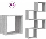 vidaXL Wandregale 4 pcs Grau 26 x 15 x 26 cm Holzwerkstoff