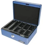 HMF 308-05 Geldkassette mit M&uuml;nzz&auml;hlbrett, 20 x 16 x 9 cm, Blau