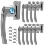 MONZANA&reg; Fenstergriffe 10er Set Aluminium silber inkl. Schl&uuml;ssel