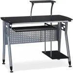 Relaxdays Computertisch Glas, Tastaturauszug & Fach f&uuml;r Rechner, HBT: 98 x 105 x 55