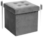 Atmosphera Lysander - Faltbarer Pouf in Samtoptik, 37,8 cm, Grau