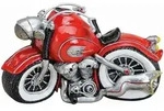 Spardose Sparschwein Sparb&uuml;chse Motorrad Bike old Style rot