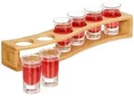 Relaxdays Schnapsbrett, mit 6 Gl&auml;sern, 4 cl, Schnapslatte geschwungen, Geschenkidee,