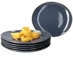 M&auml;ser 6x Natural Speiseteller oval Steingut 6 Personen gro&szlig;e Ess-Teller blau