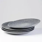 Gipfelst&uuml;ck Teller flach 26,5 cm GRAU 4er-Set, postsicher, Serie MOOS ́N...