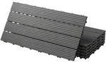 ECD Germany &ndash; WPC Terrassenfliesen &ndash; 60x30 cm Anthrazit 4m2 | geriffelt,