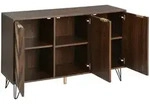 OKWISH Sideboard mit verstellbaren Regalen, 120x38x76 cm, goldene Griffe,