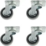 MS Beschl&auml;ge Lenkrollen 4er Set &oslash; 60 mm mit Anschraubplatte Hartgummirollen