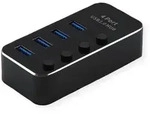 ROLINE USB 3.2 Gen 1 Notebook Hub, 4 Ports, einzeln schaltbar, schwarz