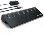Primewire USB 3.2 Gen2 Hub, 7 Port Aktiver Verteiler mit Netzteil, 10 Gbit/s