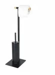 Relaxdays WC Garnitur, HxBxT: 67 x 18 x 21 cm, Stahl & Bambus, stehender