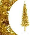 vidaXL K&uuml;nstlicher Halb-Weihnachtsbaum mit St&auml;nder Schlank Gold 120 cm