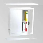 Stahlschrank 90x80x40cm 2 B&ouml;den Drehverschluss lichtgrau SZAGATO Metallschrank