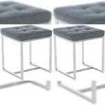 CLP 2er Set Edelstahl Sitzhocker Barci grau