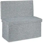 Relaxdays Sitzhocker mit Lehne, HxBxT:73x76x38cm, Sitzbank & Sitzw&uuml;rfel aus Leinen,