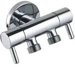 Aloni Doppel-Eckventil Messing chrom Ventil Eckventil Absperrventil 1/2" x3/8" x 3/8"