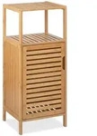 Relaxdays Badschrank Bambus, HBT: 87 x 36,5 x 33 cm, schmales Badregal mit T&uuml;r, 2