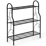 COSTWAY 3-stufige Metall-Blumentreppe, Pflanzenst&auml;nder, Pflanzenregal,