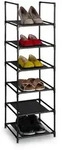 Relaxdays Schuhregal, 6 Ebenen, HBT: 106x33x33 cm, Metall Schuhablage, Stoff Ablage,