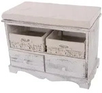 Mendler Sitzbank Kommode mit 2 K&ouml;rben 42x62x33cm, Shabby-Look, Vintage ~ wei&szlig;