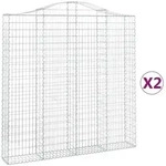 vidaXL Gabionen mit Hochbogen 2 Stk. 200x30x200/220cm Verzinktes Eisen