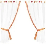 Arsvita Gardinenset mit Schlaufen "Skyline" Landhausstil 140x120 cm - Orange