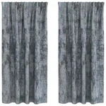 vidaXL Samtvorh&auml;nge mit Vorh&auml;ngen 2 pcs Silber Grau 175 x 140 cm Samt