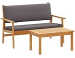 vidaXL Garten-Sofa-Set mit Kissen 2 pcs Braun Massivholz Akazie
