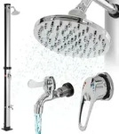 ML-Design Solardusche 20L Rund 210 cm Silber-Schwarz &ndash; Mit Fu&szlig;dusche &
