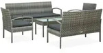 vidaXL 5-tlg. Garten-Lounge-Set mit Auflagen Poly Rattan Grau