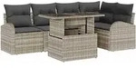 vidaXL Garten-Sofa-Set mit Kissen 6 pcs Hellgrau Poly Rattan