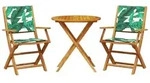 vidaXL 3-tlg. Bistro-Set Blattmuster Stoff und Massivholz