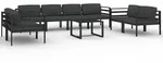 vidaXL 9-tlg. Garten-Lounge-Set mit Kissen Aluminium Anthrazit