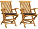 vidaXL Gartenst&uuml;hle mit Taupe Kissen 2 Stk. Massivholz Teak