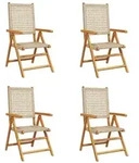 vidaXL Gartenstuhl Verstellbar 4 Stk. Beige Poly Rattan Massivholz