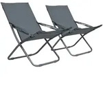 vidaXL Klappbare Strandst&uuml;hle 2 Stk. Stoff Grau
