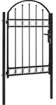 vidaXL Zauntor mit gew&ouml;lbter Oberseite Stahl 104 x 150 cm Schwarz