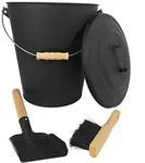 Relaxdays Ascheeimer mit Deckel, 24 Liter, inkl. Aschebesen & Kaminschaufel,