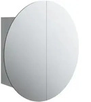 vidaXL Badezimmerschrank mit Rundem Spiegel & LED Grau 47x47x17,5 cm
