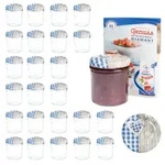 25 Sturzgl&auml;ser 350 ml Deckel Herz Holz blaukariert Einmachglas Einweckglas Glas
