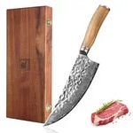 Zayiko Minami Damast Kochmesser I 21 cm Klinge I Olivenholzgriff I Holzbox