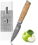 Zayiko Kinone Damast Officemesser I 8 cm Klinge I Wurzelholzgriff Birke