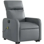 vidaXL Massagesessel mit Aufstehhilfe Elektrisch Grau Kunstleder