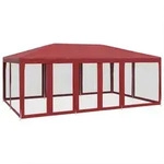vidaXL Partyzelt mit 10 Mesh-Seitenteilen Rot 6x4 m HDPE