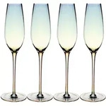 Intirilife 4x Champagner Glas mit Regenbogen Schimmer und Wellenform - 200 ml