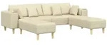 vidaXL Stoffsofa mit Kissen Creme 208 cm Stoff