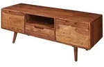 FineBuy TV Lowboard Holz Fernsehkommode Massiv Landhaus Fernsehschrank TV Bank