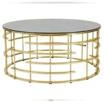 SalesFever Couchtisch &Oslash; 90 cm | Tischplatte Sicherheitsglas 8 mm | Gestell