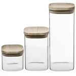 5FIVE - Set mit 3 Glasbeh&auml;ltern mit Deckel, Beige
